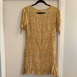 Faithfull the Brand Yellow Ditsy Floral Tie-Sleeve Mini Dress